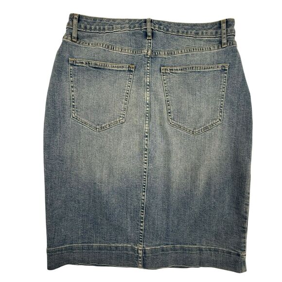 Banana Republic Button Down Pencil Jean Skirt Women Size 4 Light Blue Denim - Picture 2 of 10